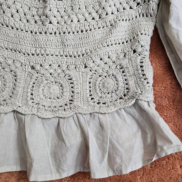 NWT Rebellion Again Womens Crochet Blouse Size Small Boho Peasant Ruffle Hippie - Picture 10 of 12